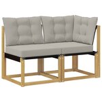 vidaXL Canapé d’extérieur milieu et coin avec coussin 2 Pièce Blanc