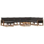 vidaXL Ensemble de canapés d'extérieur 9 Pièces Naturel et noir