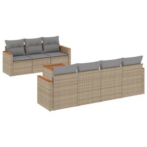 vidaXL Salon de jardin avec coussins 8Pièces mélange beige résine tressée