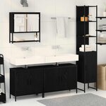 vidaXL Ensemble de mobilier de salle de bain avec étagère 4 Pièces Noir
