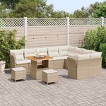 vidaXL Ensemble de canapé de jardin avec coussin 12 Pièces beige et crème
