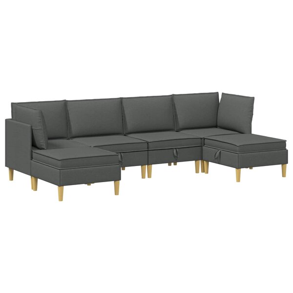 vidaXL Canapé modulaire avec rangement 6 Pièces Gris foncé Tissu