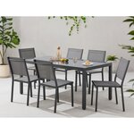 Table de jardin 6 personnes - Structure aluminium - Plateau verre trempé fixé par ventouses - 160 x 72 x 90 cm