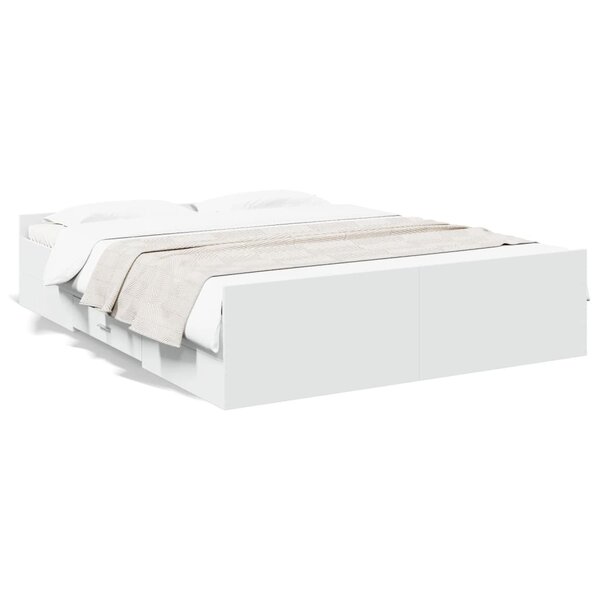 vidaXL Cadre de lit avec tiroirs sans matelas blanc 160x200 cm