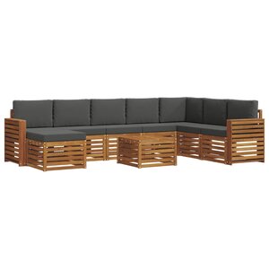 vidaXL Ensemble de canapés d'extérieur 9 pc Naturel et Anthracite