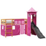 vidaXL Lit mezzanine enfants avec tour rose 90x190 cm bois pin massif