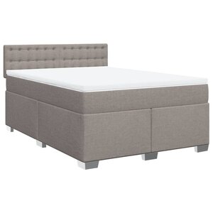 vidaXL Sommier à lattes de lit avec matelas Taupe 140x190 cm Tissu