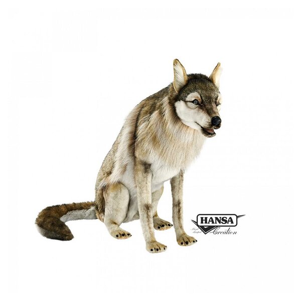Hansa peluche geante Loup Assis 105cmL