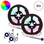 vidaXL Bande LED 2 Pièces Noir et Transparent 1000 mm Cuivre et plastique