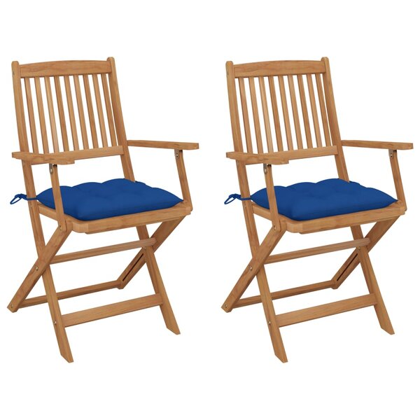 vidaXL Chaises pliables de jardin 2 Pièces avec coussins Bois d'acacia