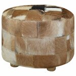 vidaXL Pouf cuir de chèvre Rond 50 x 50 x 45 cm
