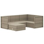 vidaXL Salon de jardin 5 Pièces avec coussins Gris Résine tressée