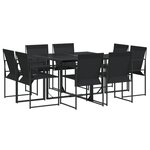 vidaXL Ensemble à manger de jardin 9 Pièces noir textilène