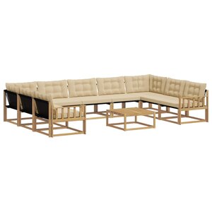 vidaXL Ensemble de canapés d'extérieur 10 Pièces Blanc et Beige
