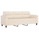 vidaXL Canapé 3 places avec oreillers beige 180 cm tissu microfibre