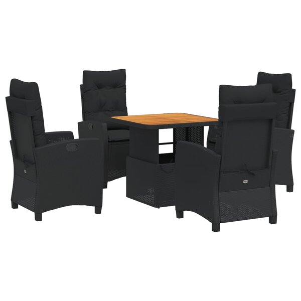 vidaXL Ensemble à manger de jardin coussins 5Pièces Noir Résine tressée