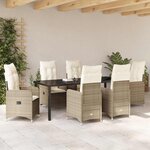 vidaXL Ensemble de salle à manger pour jardin 7 Pièces Beige Poly rotin