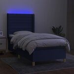 vidaXL Sommier à lattes de lit matelas et LED Bleu 90x200 cm Tissu