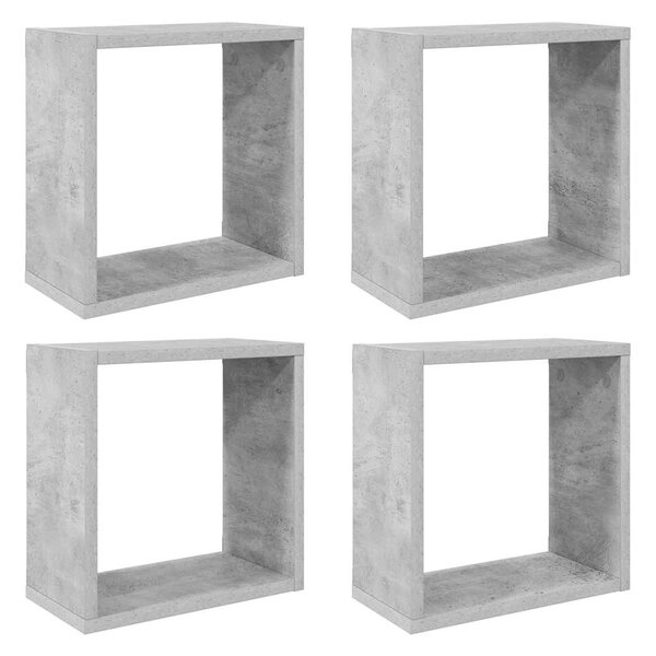 vidaXL Étagères cube murales 4 Pièces Gris béton 30x15x30 cm