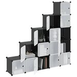 vidaXL Cubes de rangement 15 Pièces avec portes Noir PP