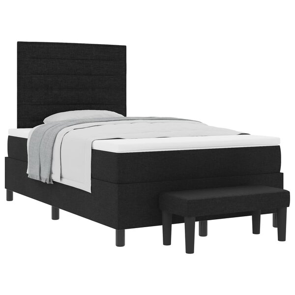 vidaXL Lit à ressorts avec tête de lit Noir 120 x 200 cm tissu