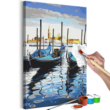Tableau à peindre par soi-même - venetian boats l x h en cm 40x60