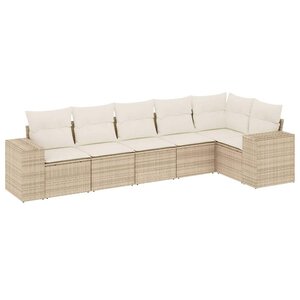 vidaXL Salon de jardin avec coussins 6 Pièces beige résine tressée