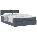 vidaXL Cadre de lit ottoman avec matelas gris foncé 140x200 cm velours