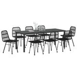 vidaXL Ensemble de salle à manger pour jardin 9 Pièces Noir Poly rotin
