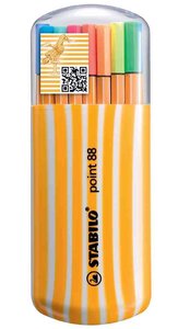Etui 'Zebrui' de 20 Fineliner à pointe fine point 88 néon STABILO