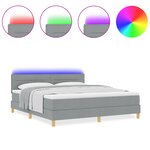 vidaXL Lit Box Spring avec Matelas & LED Gris Clair 180x200 cm Tissu