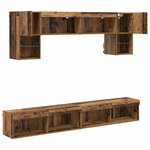 vidaXL Unités murales TV avec LED 6 Pièces Bois Ancien Bois d'ingénierie