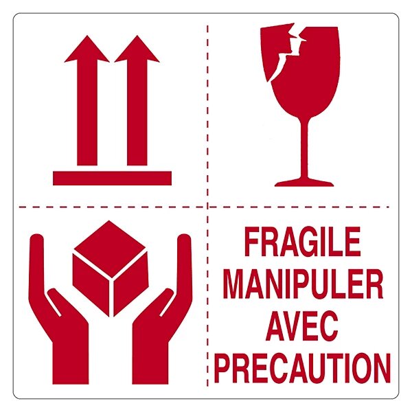Étiquette d'expédition fragile manipuler avec précaution (lot de 500) (lot de 2)