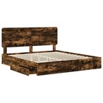 vidaXL Lit de Rangement Chêne fumé 180 x 200 cm Bois d'ingénierie