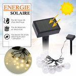 Guirlandes lumineuses solaires extérieures - lot de 2 pièces - total 20 ampoules LED blanc chaud - longueur totale 3 8 m - norme IP44