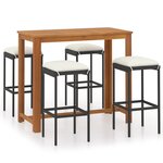 vidaXL Ensemble de bar de jardin avec coussins 5 Pièces Noir