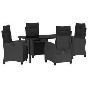 vidaXL Ensemble de salle à manger pour jardin 5 Pièces Noir polyrotin
