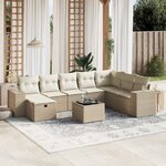 vidaXL Salon de jardin avec coussins 9 Pièces beige résine tressée