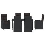 vidaXL Ensemble de Salle à Manger de Jardin 7 Pièces avec Coussins - Rattan Poly Noir