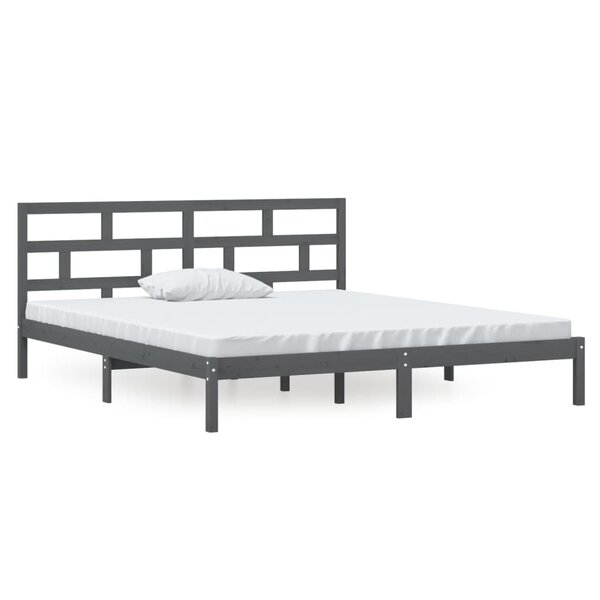 vidaXL Cadre de lit sans matelas gris bois massif