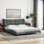 vidaXL Cadre de lit avec lumières LED gris foncé 180x200 cm tissu
