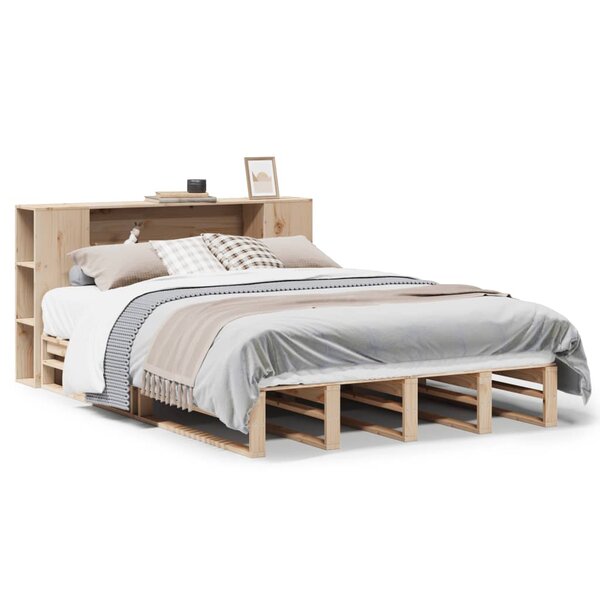 vidaXL Lit bibliothèque sans matelas 135x190 cm bois massif