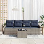 vidaXL Ensemble de canapé de jardin 5 Pièces Gris polyrotin