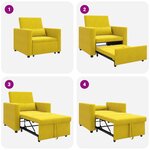 vidaXL Sofa lit convertible 3-en-1 jaune en velours
