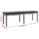Banc banquette lin bois solide 150 x 40 x 48 cm gris foncé 02_0010763