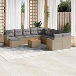 vidaXL Salon de jardin et coussins 12 Pièces mélange beige résine tressée