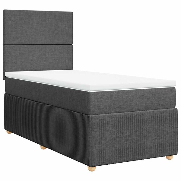 vidaXL Sommier à lattes de lit avec matelas Gris foncé 80x200 cm Tissu