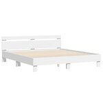 vidaXL Cadre de lit avec LED Blanc 193 x 203 cm Bois d'ingénierie