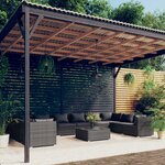 vidaXL Salon de jardin 11 Pièces avec coussins Résine tressée Gris