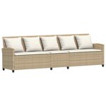 vidaXL Salon de jardin avec coussins forme de L 4 Pièces beige polyrotin